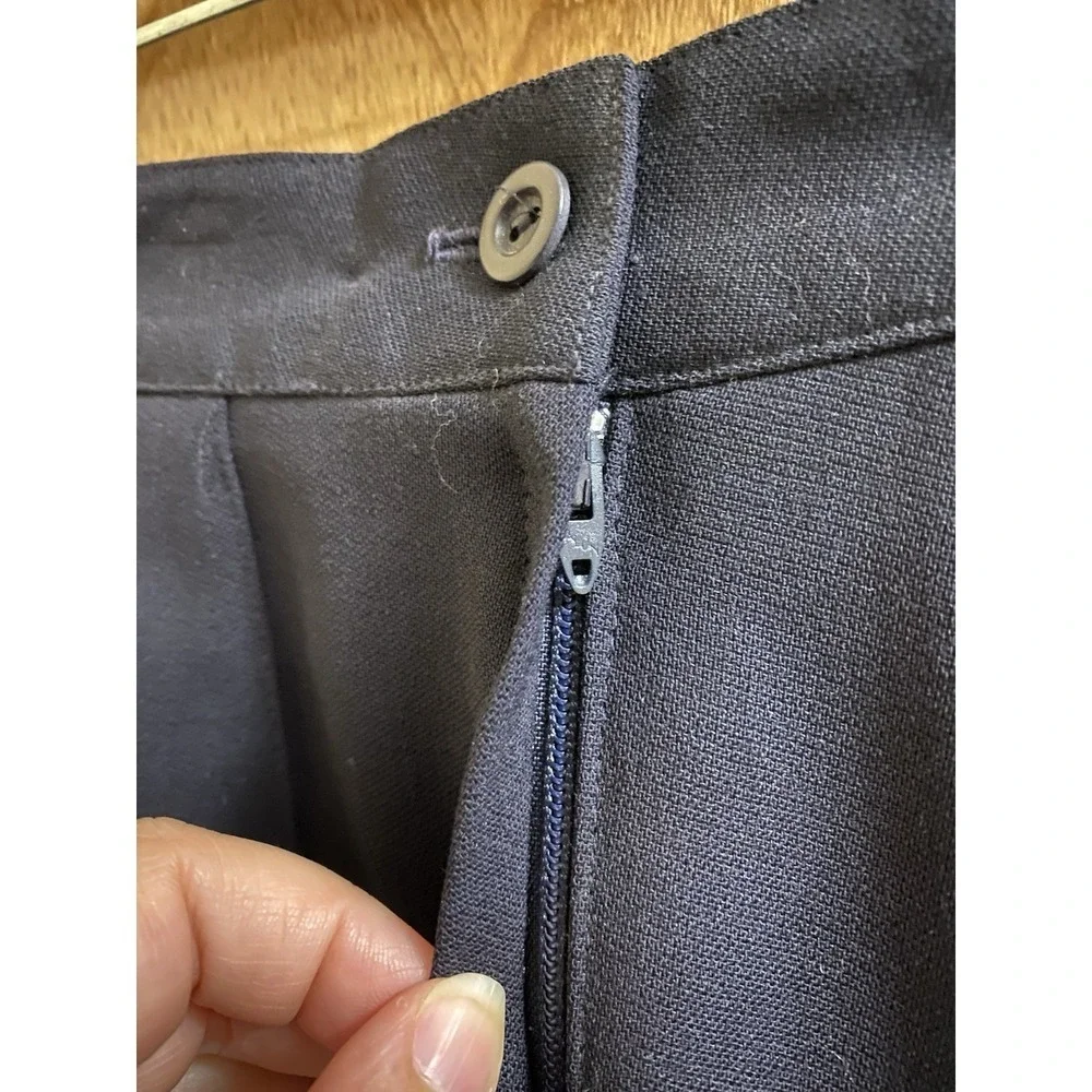 Vintage Jones New York Black Wool Pleated A-Line Ruffle Button Skirt Flowy Sz 8 - Picture 3 of 6